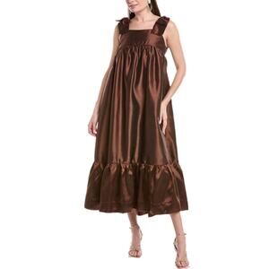 Kathleen Maeve Tinsley Midi Dress Smocked Top Espresso Brown, Medium